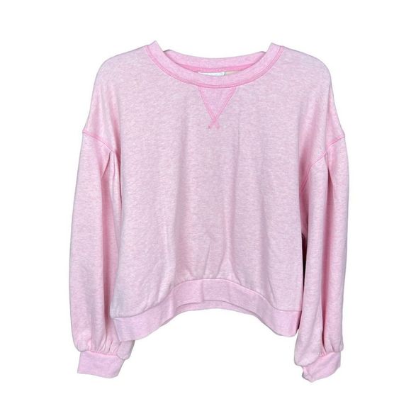 Topshop Tops - TopShop Sweatshirt Crew Neck Cropped Pink Balloon Puffed Sleeves US Size 8-10
